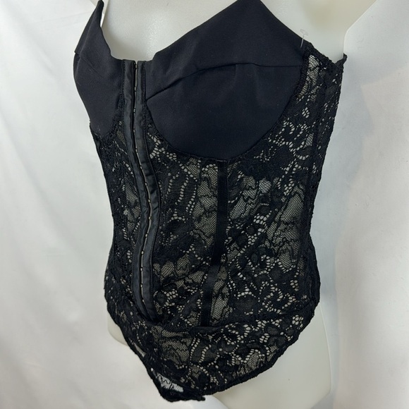 Free People Intimately Lace Mesh Night Rhythm Corset Black Bodysuit Size M - NEW - Picture 11 of 16